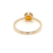 Load image into Gallery viewer, Solitaire Orange Sapphire Ring in Bezel Setting made of 14K Yellow Gold 1.22 TCW
