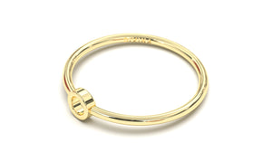 Stackable Ring with Center Piece Hollow Circle | Mix & Match Solo IX